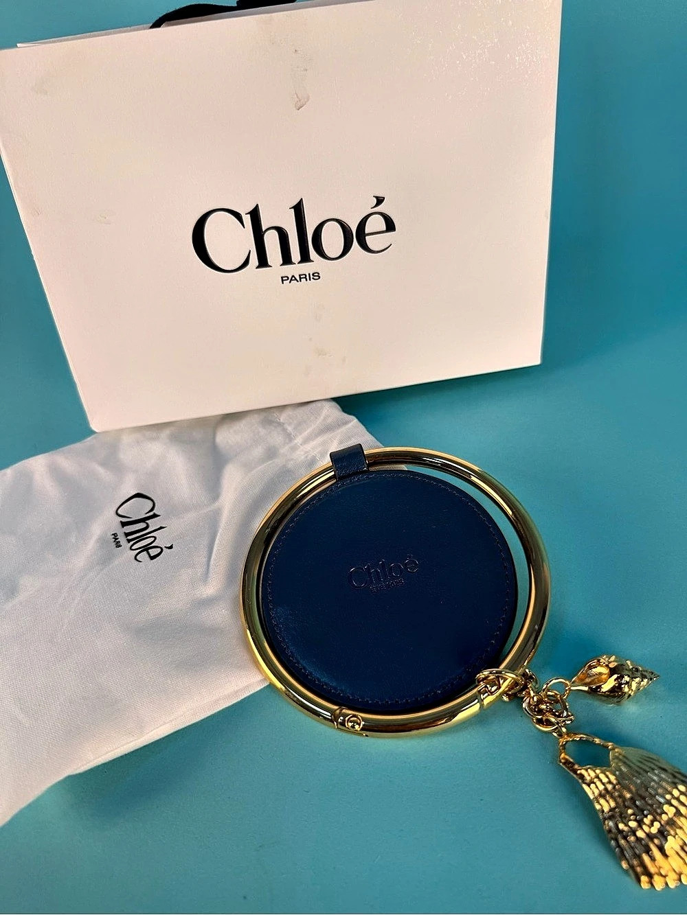 Chloé Round Charm Mini Bag in Blue & Gold